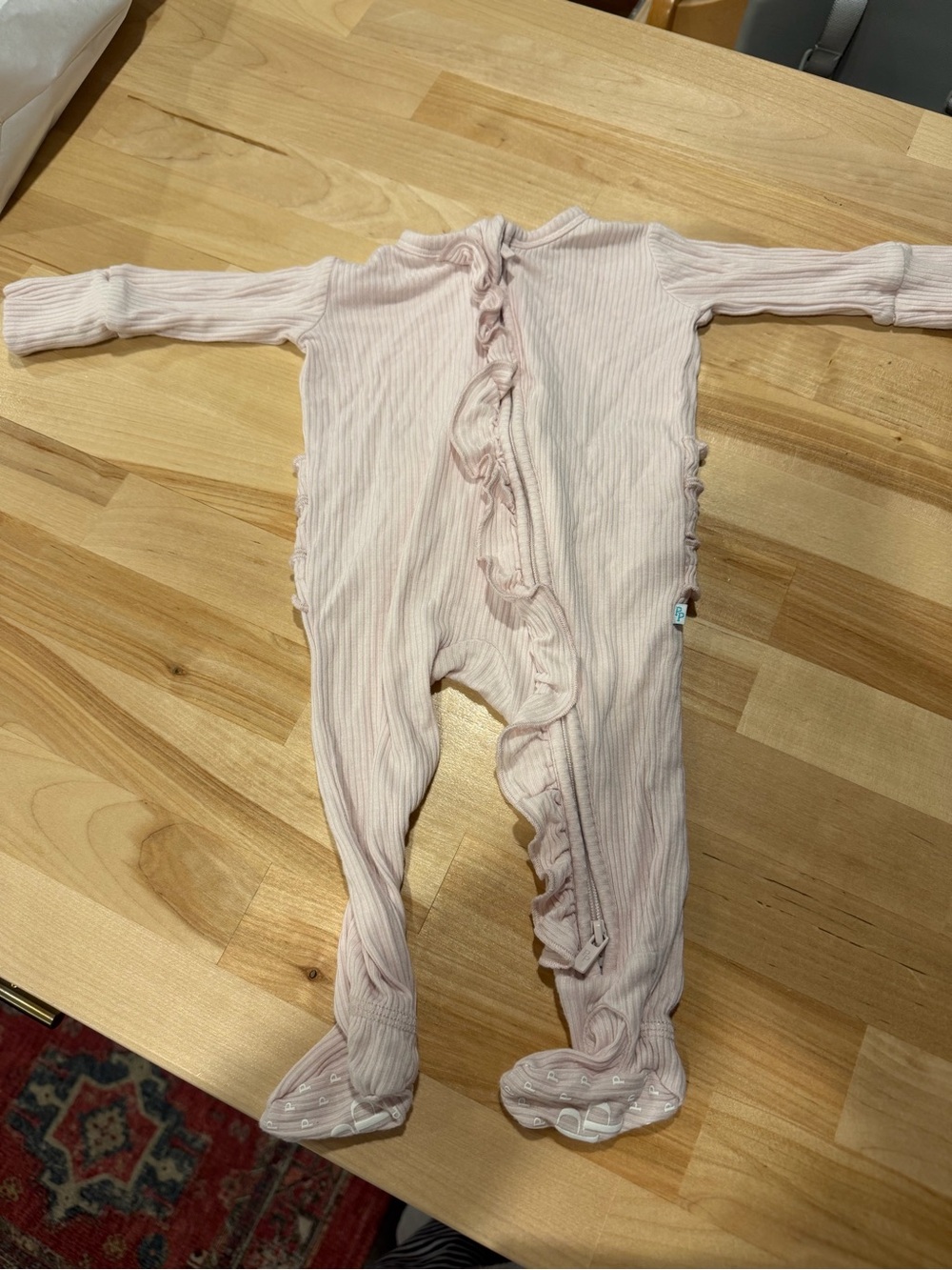Posh Peanut Light Pink Ruffle Footed One-Piece